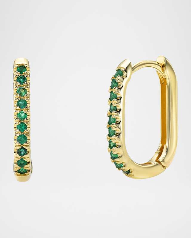 Emerald Oval Hoop Earrings